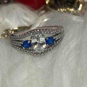 Sterling Sapphire Diamond Ring